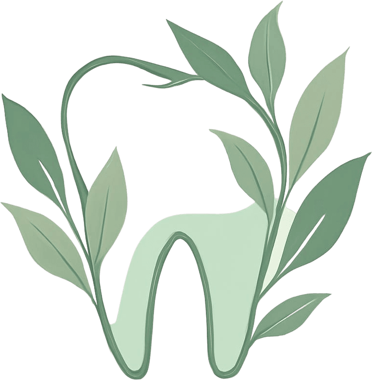 Tooth with botanical leaves